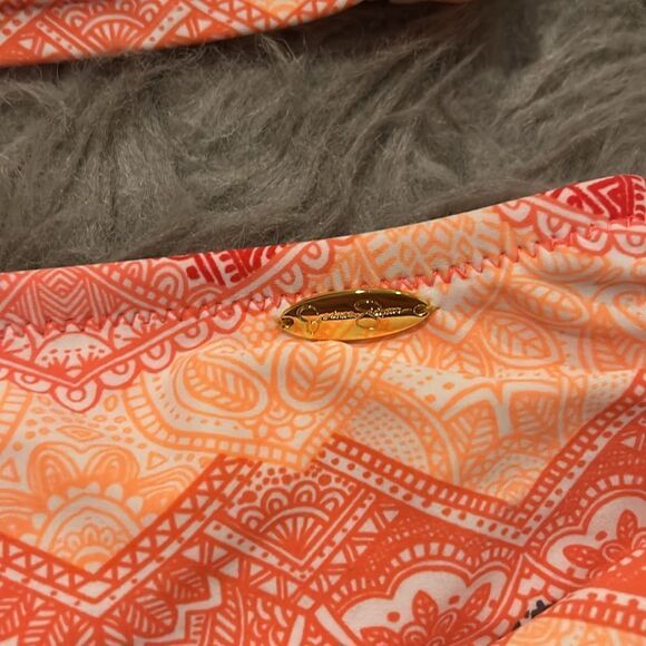 Jessica Simpson women’s yellow, gray, pink and red fringe swimsuit - Picture 7 of 9